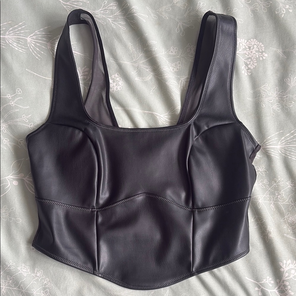 Black Faux Leather Crop Top